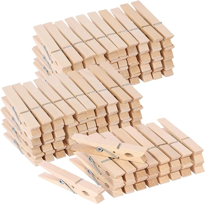 100pcs Clothes Pins Wooden Clothespins 3inch Heavy Duty Wood Clips by Tecbeauty