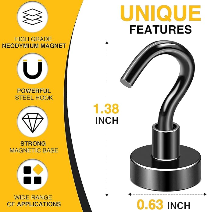 DIYMAG Magnetic Hooks 200pcs 30lbs Cruise Essentials 2026 Magnet Hook Black - Image 4