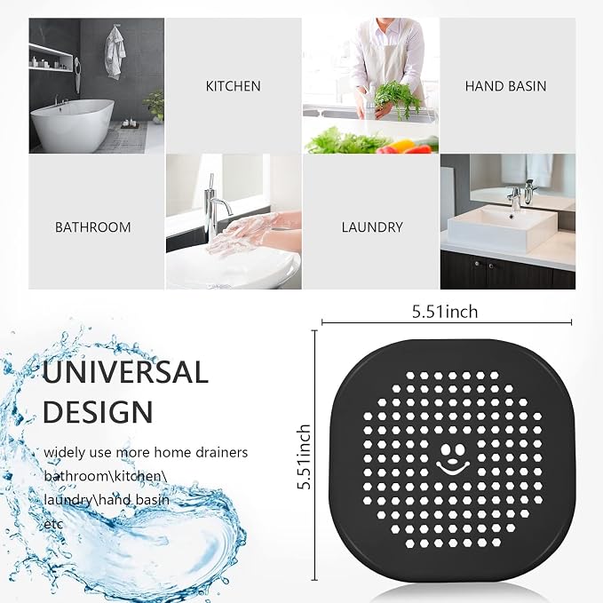 2 Pack Drain Hair Catcher Silicone Bathroom Accessories Shower Drain Protector - Image 6