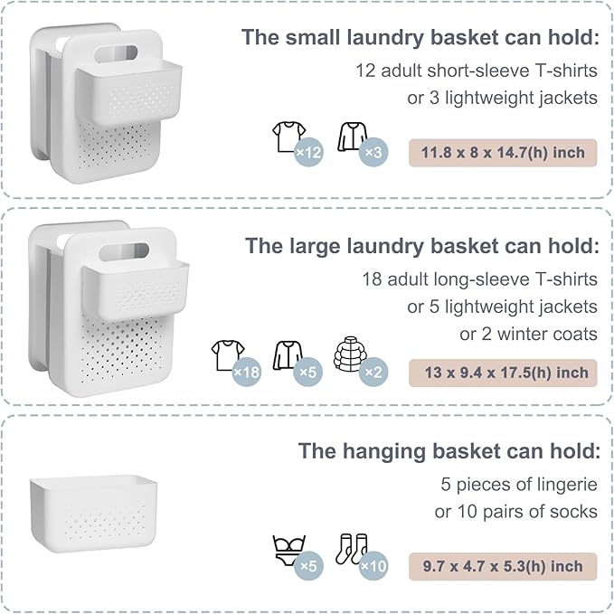 Goderewild Small Collapsible Laundry Basket, Space-Saving Wall-Mounted Hamper - Image 4