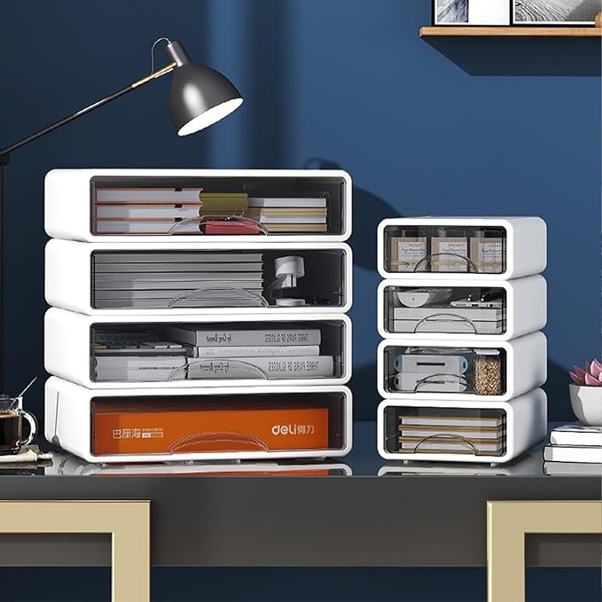 Desk Organizer with Drawers, Stackable Storage Drawers with Compartments - Image 2