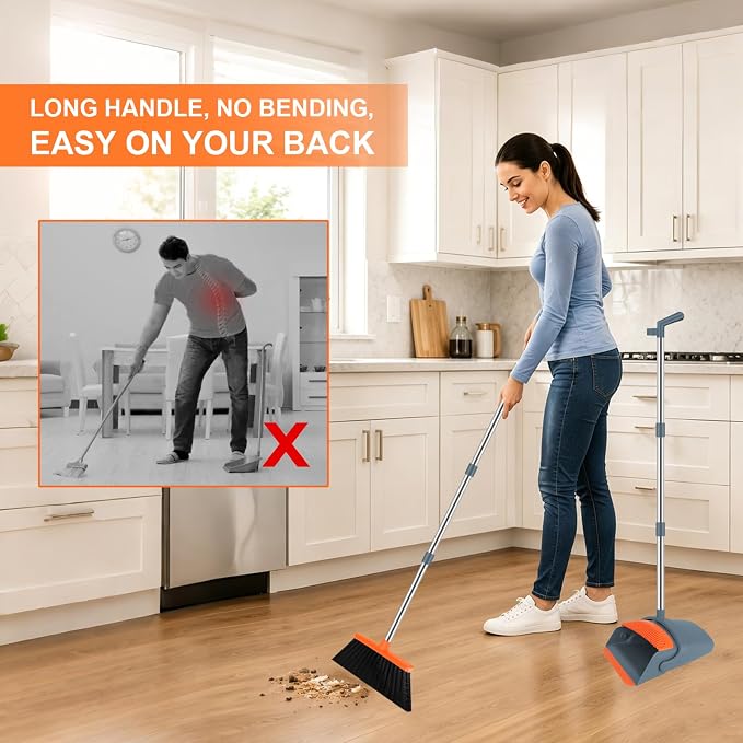 Broom and Dustpan Combo Set, Kitchens & Tight Spaces, Built-in Comb Dustpan - Image 4