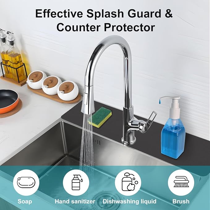 Customizable Kitchen Sink Faucet Mat: 30"Lx5.5"W Absorbent Splash Guard | - Image 8