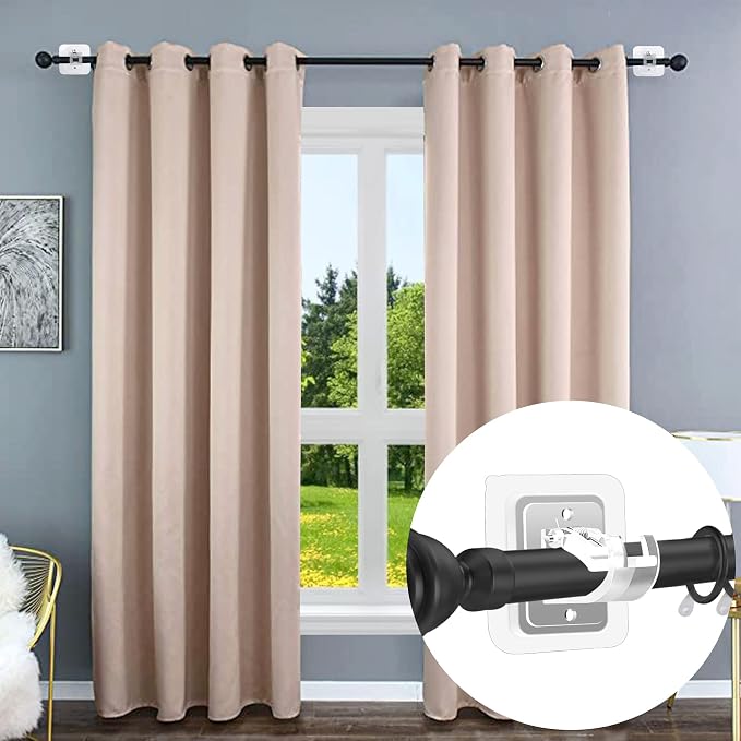 Codoule Self Adhesive No Drill Adjustable Curtain Rod Holder Hooks Brackets | - Image 2