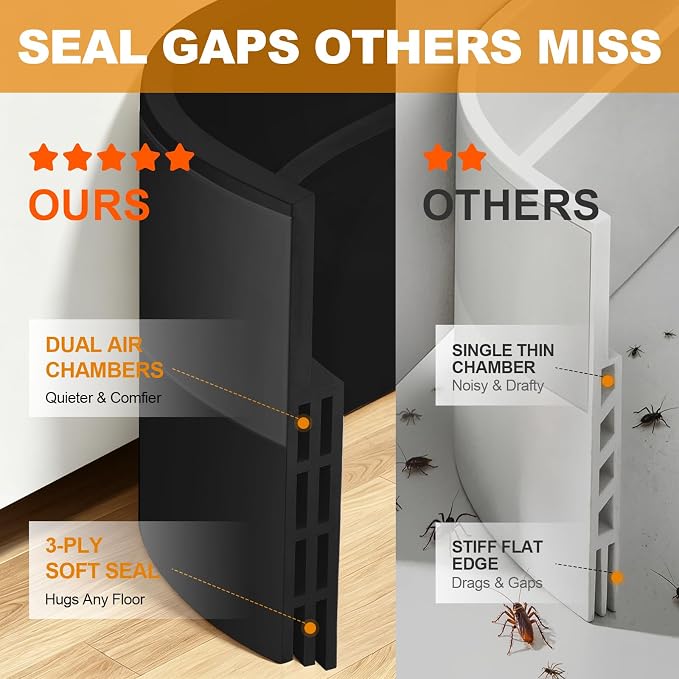 Door Draft Stopper for Bottom of Door, Blocks Draft, Save Energy | Strong - Image 3
