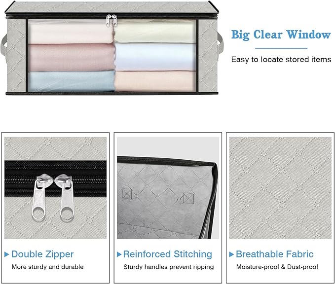 HomeHacks 8-Pack Clothes Organizer Storage Bags, 35L Storage Bins, Reinforced - Image 4