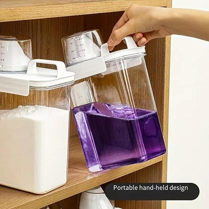 78oz Clear Laundry Detergent Dispenser, Double Sealed Storage Container - Image 3
