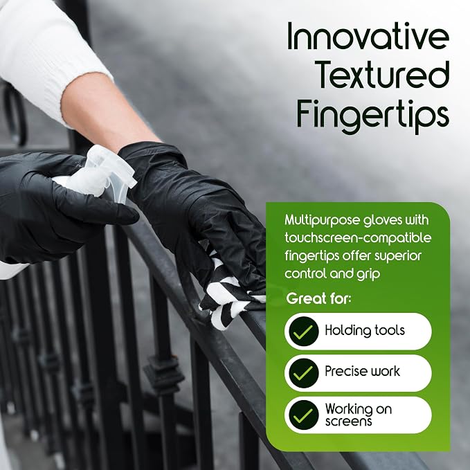 Inspire Black Nitrile Gloves HEAVY DUTY 6 Mil Nitrile Chemical Resistant - Image 7