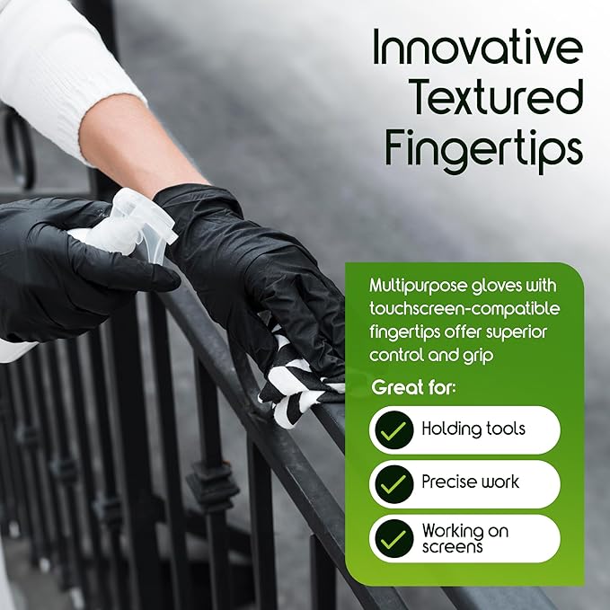 Inspire Black Nitrile Gloves HEAVY DUTY 6 Mil Nitrile Chemical Resistant - Image 8