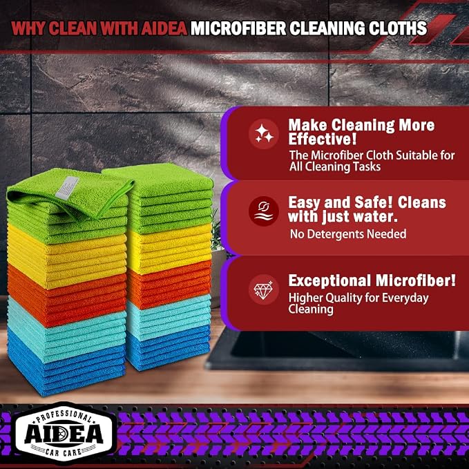 AIDEA Microfiber Cleaning Cloth-50PK, Microfiber Towels - Image 2