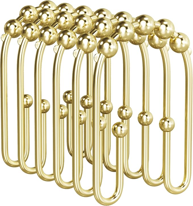 AmazerBath Shower Curtain Hooks Gold Shower Curtain Rings Rust Proof, Double by AmazerBath