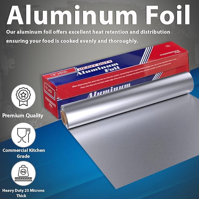 18" x 500 ft Heavy Duty Food Safe Aluminum Foil Roll - Image 2