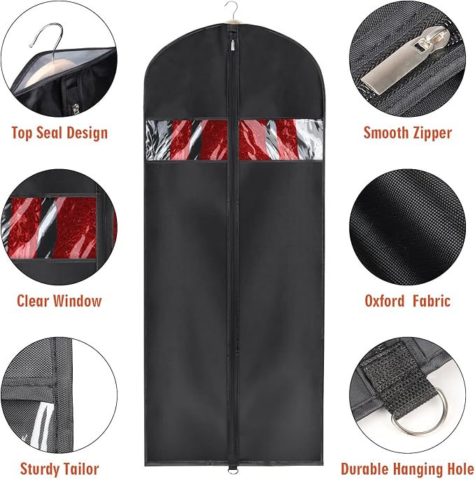 Univivi Suit Bags Garment Bags for for Hanging Clothes, 60 Inch, Oxford Fabrics - Image 3