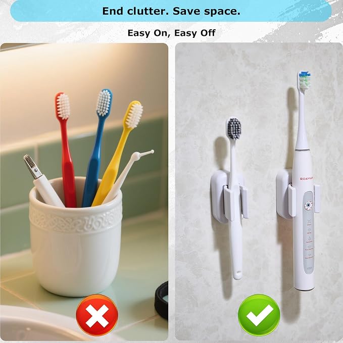 2PCS Wall Mounted Electric Toothbrush Holder, Adhesive & Waterproof Holder | - Image 5