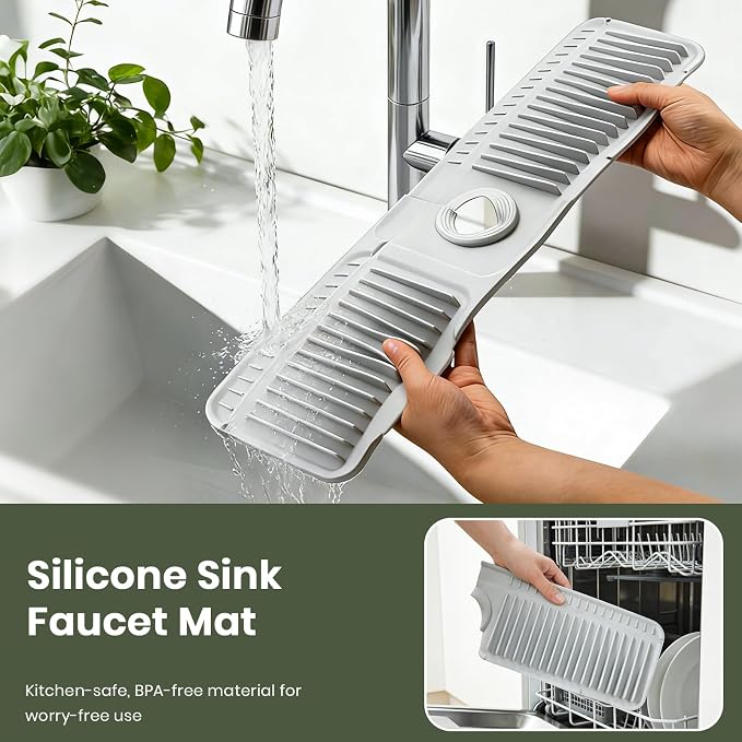 2PCS 24 Inch Faucet Mat for Kitchen Sink, Silicone Splash Guard for Kitchen - Image 7