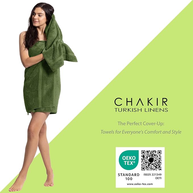 Chakir Turkish Linens 100% Cotton 4-Pack Washcloths 13x13, Moss | Premium - Image 5