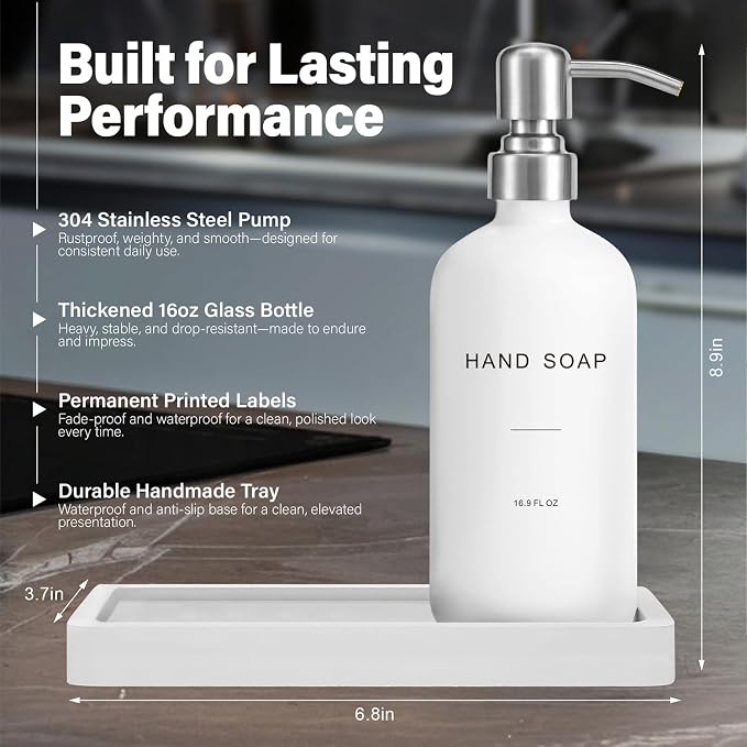 Prus Waso White Soap Dispenser Bathroom Set - Image 2