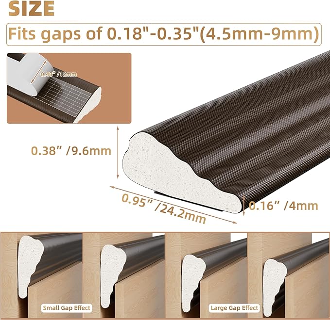 Kneelisa 2Pcs×196” Wedge-Shape Foam Window Weather Stripping Door Seal | - Image 2