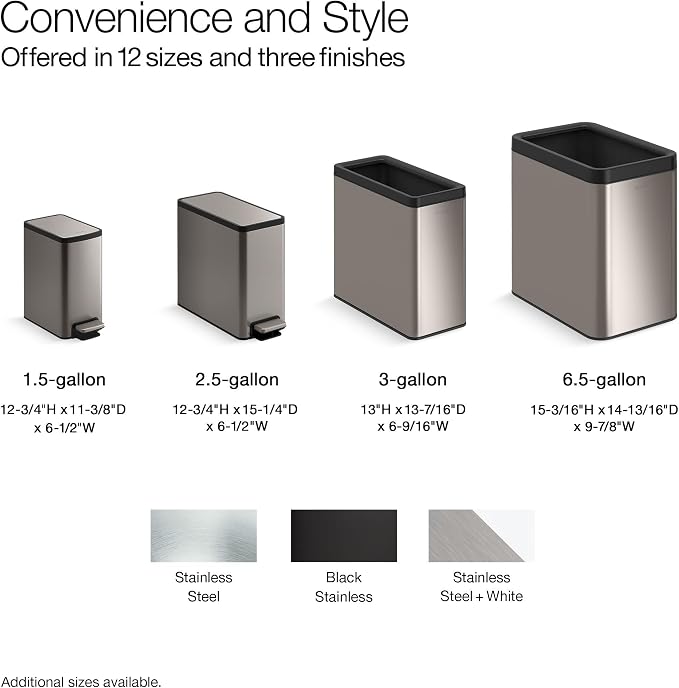 Kohler 6 Liter Stainless Steel Step Trash Can - Image 11