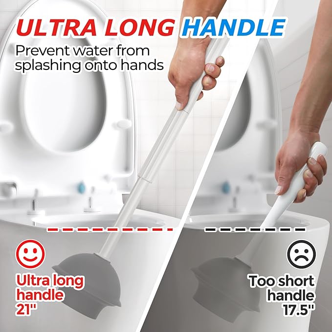 FORASTO 2in1 Toilet Brush & Plunger Set, Bathroom Essentials - Image 2