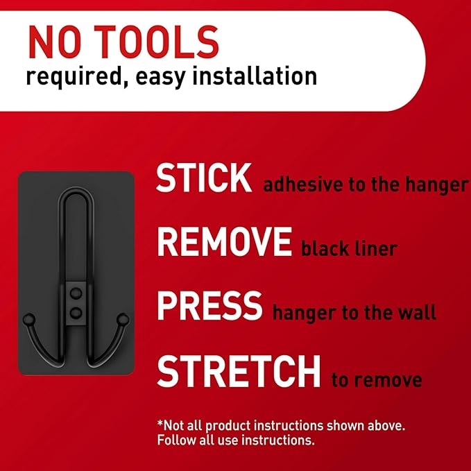 Command X-Large Black Triple Hooks, 2 Hooks, 6 Strips | Heavy Duty, Damage-Free - Image 4