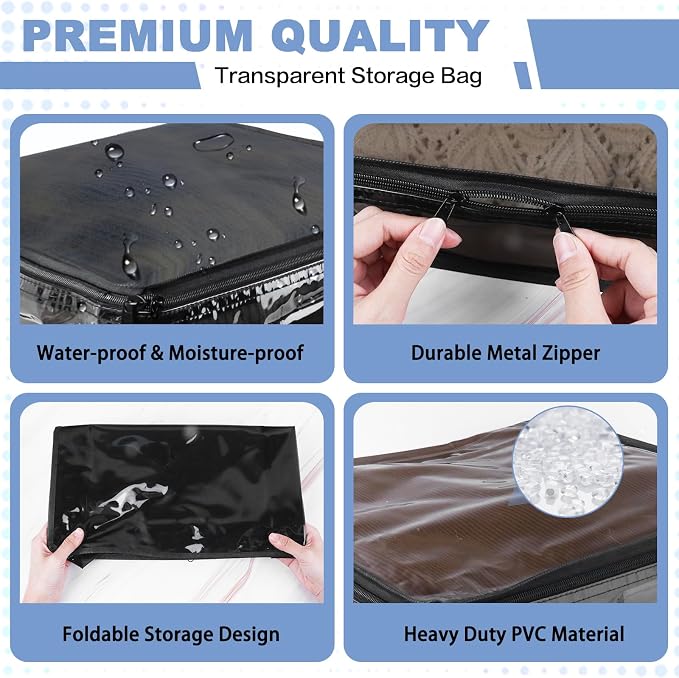 Clear Zippered Plastic Clothes Storage Bags, 6 Pack, Size: 10.5 x 10.5 x 2.5 - Image 3