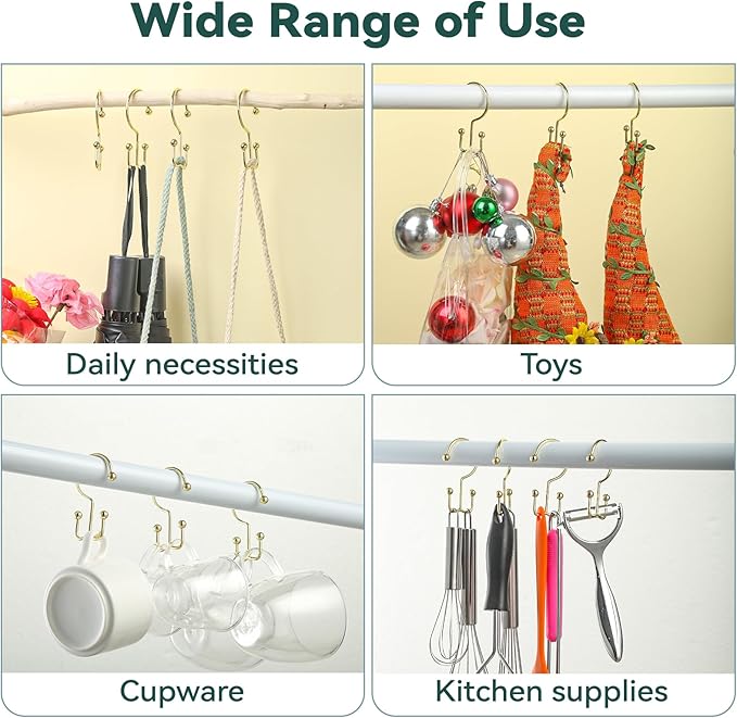 24 Pcs Shower Curtain Hooks, Goowin Shower Curtain Rings, Durable Gold Shower - Image 7