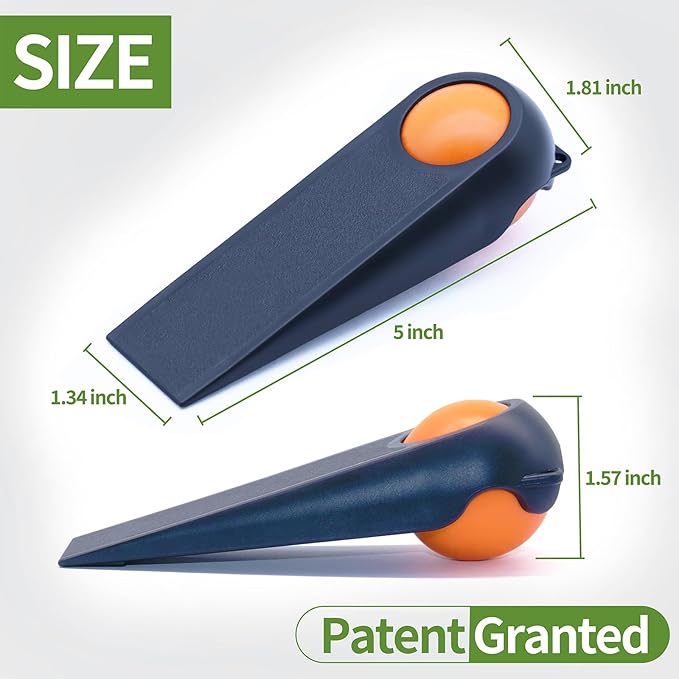 Door Stoppers for Bottom of Door, 2 Pack 5", Rubber Door Stopper Wedges - Image 2