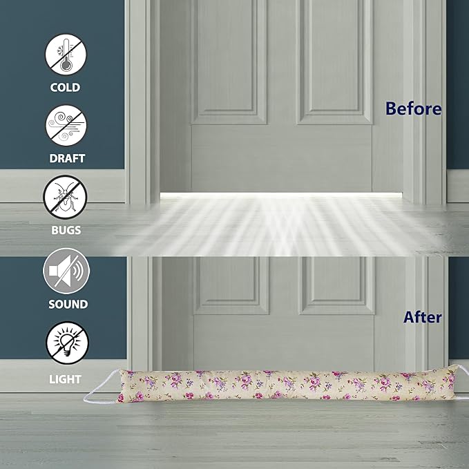 2 Pack 40 Inch 4 Inch Wide Under Door Blocker Door Draft Stopper, Bottom - Image 3