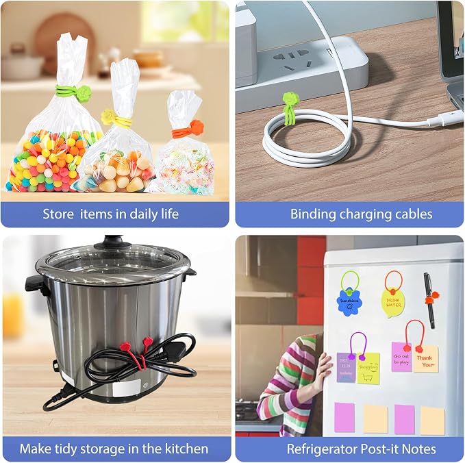 SOOOEC Magnetic Cable Ties 32 Pack, Cute Cloud 7.2" Silicone 8 Colors | Strong - Image 5