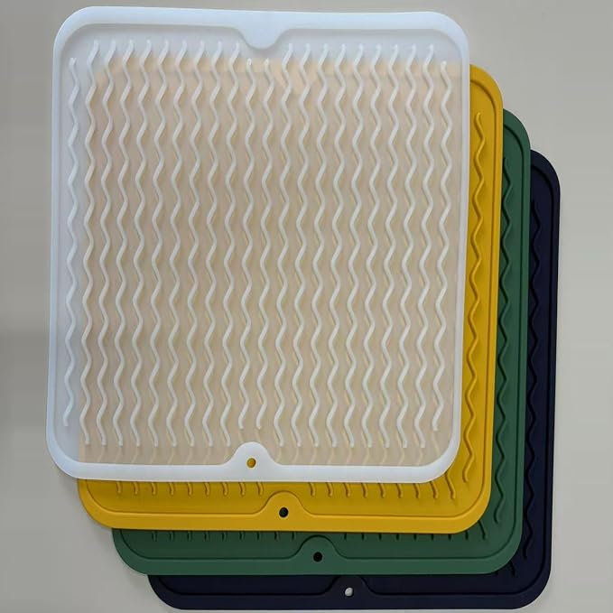Silicone Dish Drying Mat, Non-Slip Easy Clean Sink Mat, Translucent, Large - Image 3