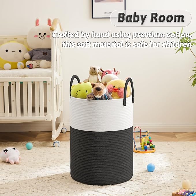 Artfeel Laundry Basket, Woven Cotton Rope Laundry Hamper, 80L - Image 3