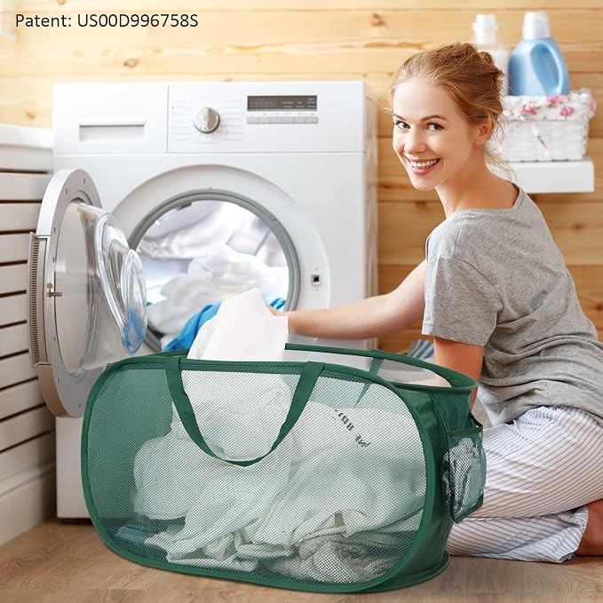 Sturdy Mesh Pop Up Laundry Hamper, Collapsible Laundry Baskets - Image 2