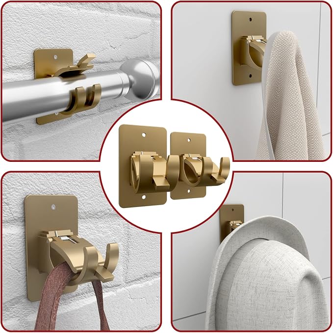 CIEMGNZOC 4PCS No Drill Curtain Rod Brackets, Self-Adhesive & Screw Mount - Image 6