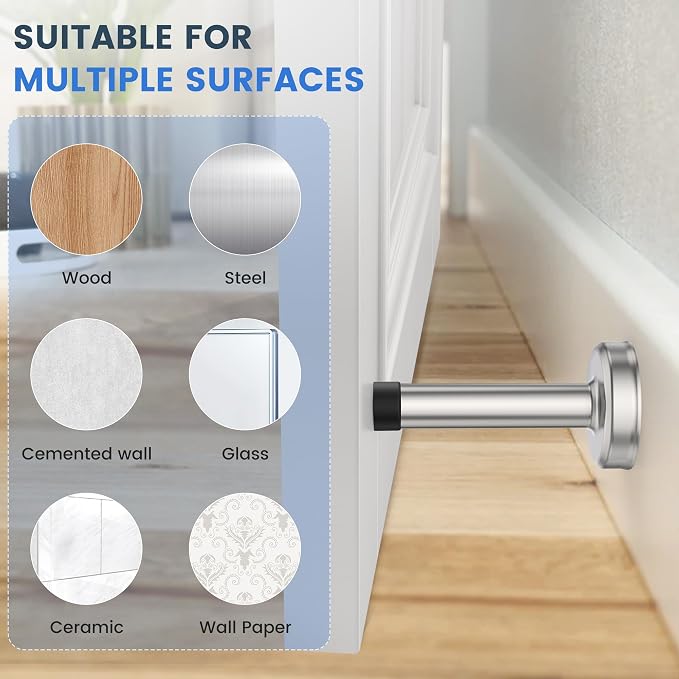 2 Pack Door Stops, 304 Stainless Steel Door Stoppers, Easy Installation - Image 8