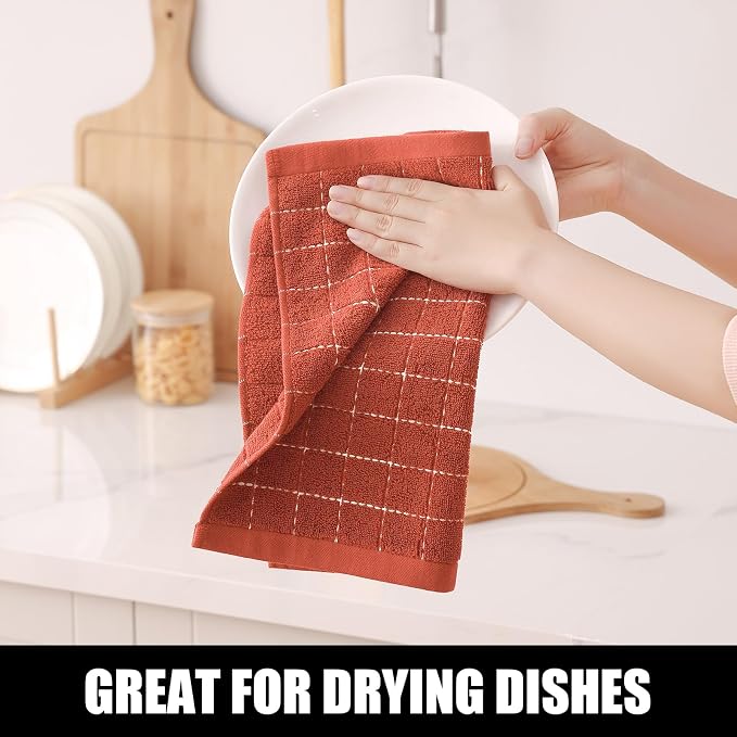Homaxy 100% Cotton Terry Kitchen Towels, 12 Pack - Image 4