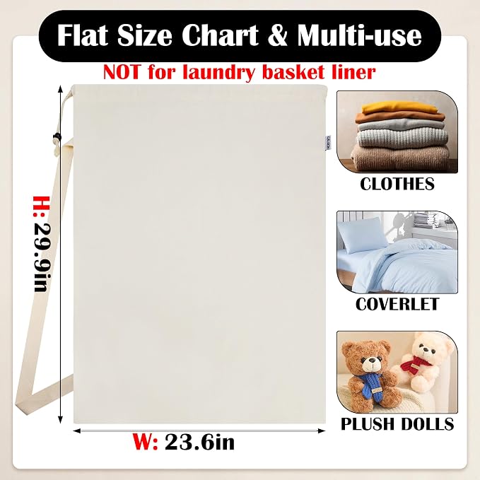Canvas Laundry Bag with Shoulder Strap & Drawstring - Image 2