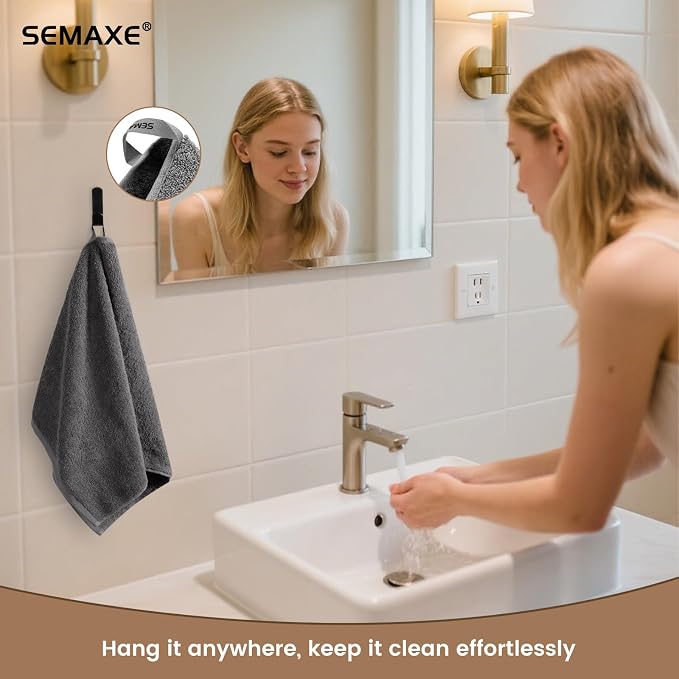 SEMAXE 4-Pack Gray Cotton Hand Towels - Image 5
