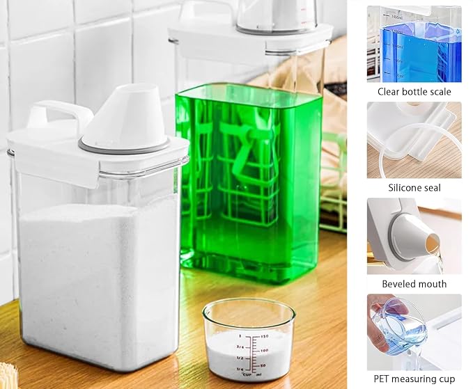 61oz Leak-Proof Laundry Detergent Dispenser, Double Sealed Refillable Container - Image 4