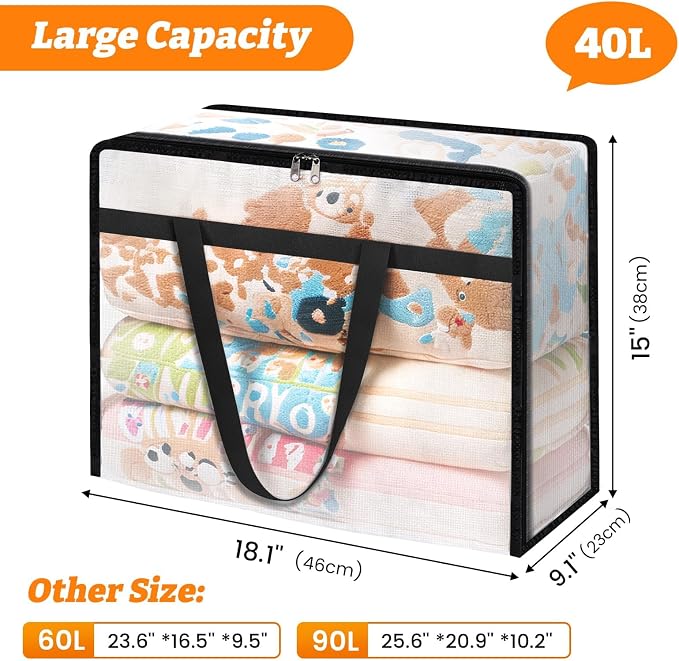 BlissTotes Moving Bags 40L 4PCS, Transparent Containers - Image 4