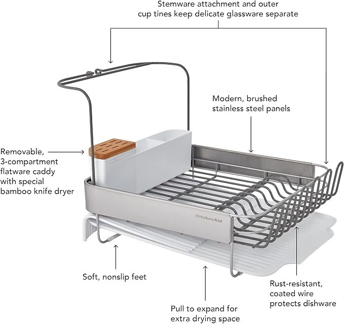 KitchenAid Full Size Compact to Full Capactiy Expandable Rust Resistant Dish - Image 6