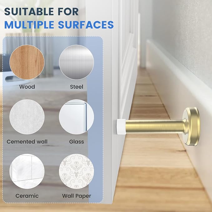 1 Pack Door Stops, Stainless Steel Door Stoppers, No Drilling Door Stops - Image 7