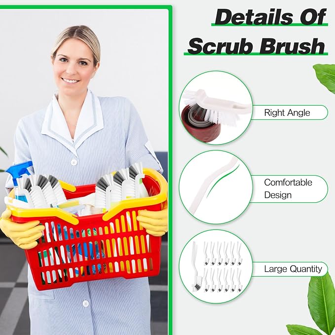 Yinkin 12 Pcs Kitchen Scrub Brushes Cleaning, Right Angle Mini - Image 3