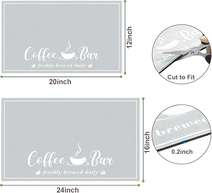 CooRug Fashion Coffee Mat, Dish Drying Mat 16" x 24" Light Grey | Hide Stain - Image 6