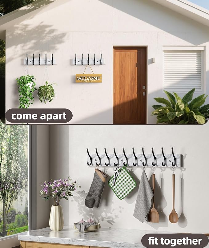 Optish 1 Pack Wooden Coat Rack Wall Mount, 16.1" Rustic Coat Hanger Hooks - Image 7