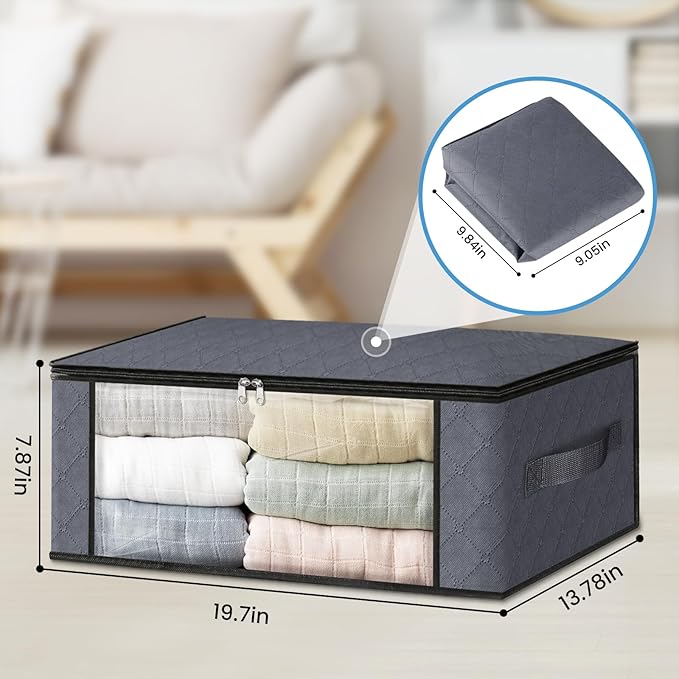 HomeHacks 3-Pack Clothes Organizer Storage Bags, 35L Storage Bins, Reinforced - Image 2