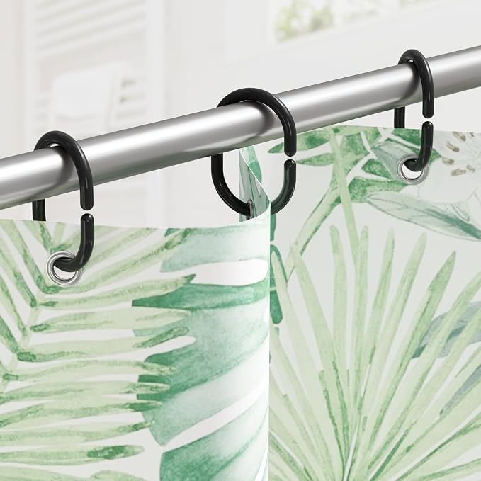 Amazer Black Shower Curtain Hooks Rings, Plastic Shower Curtain Hooks - Image 5