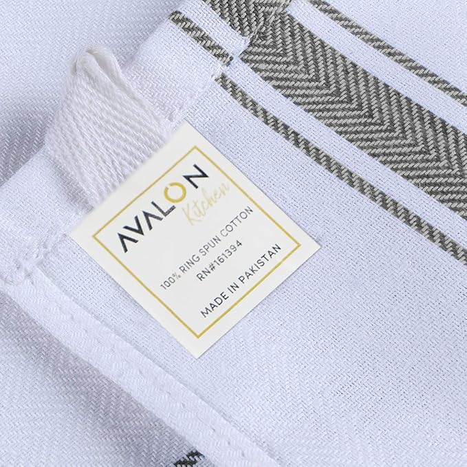 Dish Towels 30 Pack Grey Stripe 100% Cotton Kitchen Towel 15x25 Inch Tea Towels - Image 7