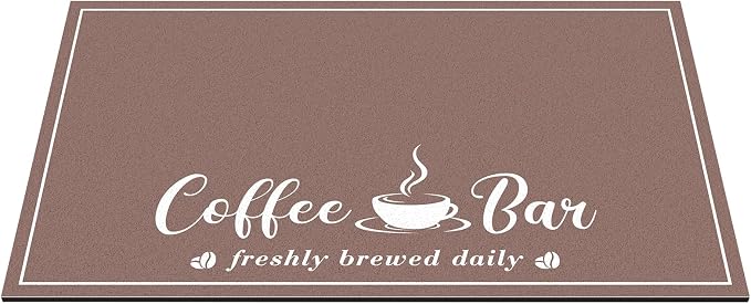 CooRug Fashion Coffee Mat, Dish Drying Mat 17" x 32" Brown | Hide Stain - Image 9