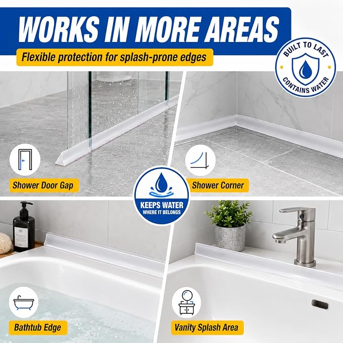 Grey Kitchen Sink Splash Guard and Bathtub Water Barrier, 67 in | Flexible - Image 8